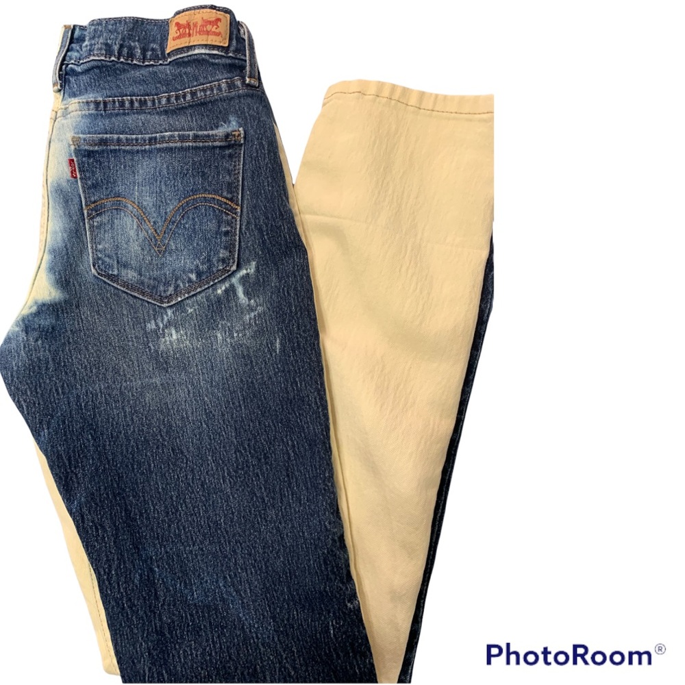 Levi 524 skinny yin yang bleached pants.